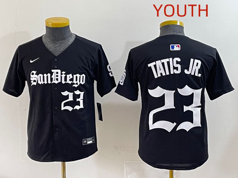 Youth 2025 San Diego Padres #23 Tatis jr Black Five generations Joint Name Nike MLB Jersey style 8